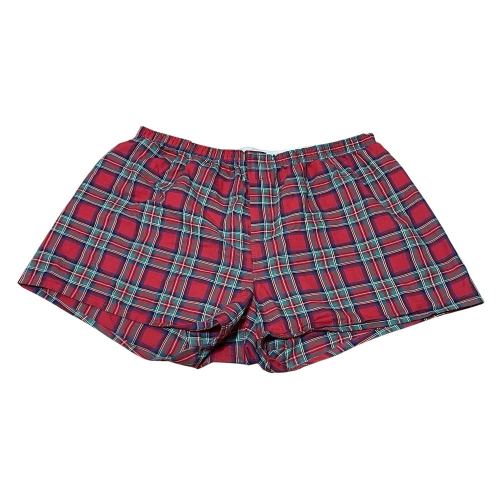 VTG Hanes‎ Cotton Full Cut Boxer Short Mens 2XL Boxers Comfort Flex Red Plaid